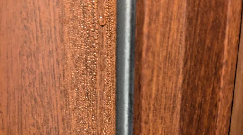 結露した玄関ドア